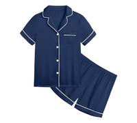 Generico Set Pigiama da Bambina in Cotone Ragazzo Lungo Raso con Bottoni Abbigliamento per Solido Loungewear Morbido di Pantaloni Bambino Ragazze 2-8 Anni