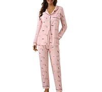 Generico Set Pigiama da Donna, Morbidissimo, a Maniche Lunghe, con Bottoni