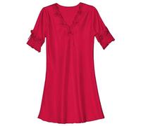Generico Set Pigiama Donna con Pigiama Invernale Donna Abito da Notte in Raso da con Scollo A V Camicia Notte in Camicia Pizzo Pantaloni Corti Estivi Red L