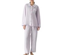 Generico Set Pigiama Donna,Set Pigiama Leggero A Maniche Lunghe da Donna in Misto Dolce con Colletto per Il Comfort Primaverile E Autunnale