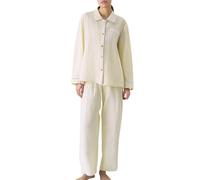 Generico Set Pigiama Donna,Set Pigiama Leggero A Maniche Lunghe da Donna in Misto Dolce con Colletto per Il Comfort Primaverile E Autunnale