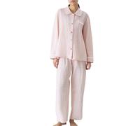 Generico Set Pigiama Donna,Set Pigiama Leggero A Maniche Lunghe da Donna in Misto Dolce con Colletto per Il Comfort Primaverile E Autunnale