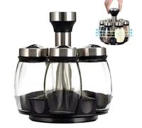 Generico Set Portabottiglie Per Spezie | Organizzazione Cucina Acciaio - Organizzatore Condimenti Girevole - Per Cucina, Casa, Dispensa, Ristorante, Sala da Pranzo e Tavolo