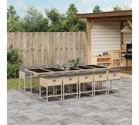 Generico Set Pranzo da Giardino 11 pz con Cuscini Beige Misto Polyrattan,Beige,116kg,3278063