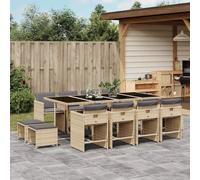 Generico Set Pranzo da Giardino 13 pz con Cuscini Beige Misto Polyrattan,Beige,116.9kg,3211164