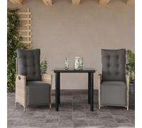Generico Set Pranzo da Giardino 3pz con Cuscini Grigio Chiaro Polyrattan,Grigio,37.74kg,3213469