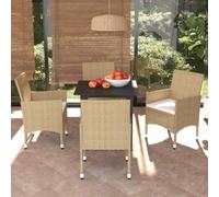 Generico Set Pranzo da Giardino 5 pz con Cuscini in Polyrattan Beige,Beige,37.6kg,3094986