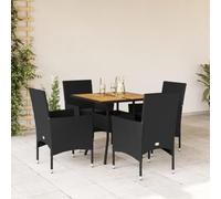 Generico Set Pranzo da Giardino 5 pz con Cuscini Nero Polyrattan Acacia,Nero,37.6kg,3278712