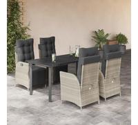 Generico Set Pranzo da Giardino 5pz con Cuscini Grigio Chiaro Polyrattan,Grigio,66.35kg,3213472