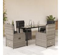 Generico Set Pranzo da Giardino 5pz con Cuscini Grigio Chiaro Polyrattan,Grigio,66.4kg,3262905