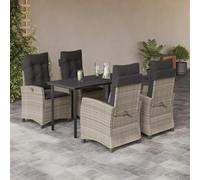 Generico Set Pranzo da Giardino 5pz con Cuscini Grigio Chiaro Polyrattan,Grigio,66kg,3212855