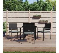 Generico Set Pranzo da Giardino 5pz con Cuscini in Polyrattan e Acciaio,Nero,37.54kg,3187018