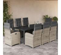 Generico Set Pranzo da Giardino 9pz con Cuscini Grigio Chiaro Polyrattan,Grigio,122kg,3212611