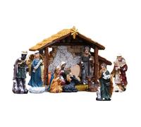 Generico Set Presepe 12 Pezzi - Nascita Di Gesù In Resina Per Le Feste,Presepe Statua Della Mangiatoia Decorazione Per Tavolo Famiglie Cattoliche Chiesa Casa Per Decorazioni Natalizie