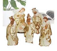Generico Set Presepe Di Natale | 5 Pezzi Statuine Da Collezione In Resina,Statuine Religiose - per Natale da Tavolo da Scrivania in Chiesa su su Scaffale per le Celebrazioni