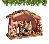 Generico Set Presepe Per Il Natale - Centrotavola Religioso Con Statuine Della Sacra Famiglia - Presepe In Legno Cartello Natalizio Per Interni,Per Tavolo Della Cucina Casa Comodino Scrivania Mensola