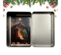 Genérico Set Presepe | Religiosi in Marino e Legno | Figure di Nascita con Scatola di latta - per Casa Ufficio Sala Scaffale Mensola Celebrazione Stagionale Riunione