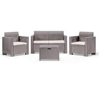Generico Set Salotto sallottino da Esterno Nebraska in Rattan per 4 Persone con 4 Cuscini Inclusi- MARRONE SCURO (TAUPE)