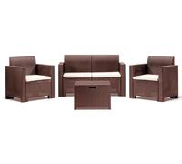 Generico Set Salotto sallottino da Esterno Nebraska in Rattan per 4 Persone con 4 Cuscini Inclusi- MARRONE SCURO (MARRONE)