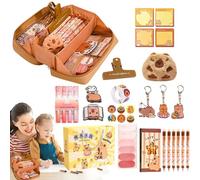 Generico Set Scuola Capibara - Portamatite e Organizzatore | Porta Pennelli Trucco con Stickers, Clip e Accessori Studio e Utensili