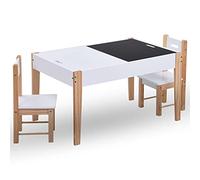 Generico Set Sedie e Tavolo Lavagna per Bambini 3 pz Nero e Bianco,Mobili per Bebè e Bimbi,Set di mobili per Bebè e bimbi-286189