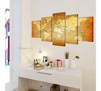 Generico Set Stampa su Tela da Muro Mappa del Mondo 200 x 100 cm,Multicolore,3.1kg,241597