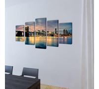 Generico Set Stampa su Tela da Muro Vista Ponte di Brooklyn 200x100 cm,Multicolore,3.1kg,241555