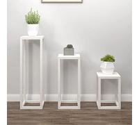 Generico Set Supporti per Piante 3 pz Bianco in Legno Massello di Pino,Bianco,12.5kg,822268