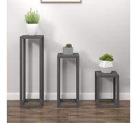 Generico Set Supporti per Piante 3 pz Grigio in Legno Massello di Pino,Grigio,12.5kg,822269