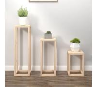 Generico Set Supporti per Piante 3 pz in Legno Massello di Pino,Marrone,12.5kg,822267