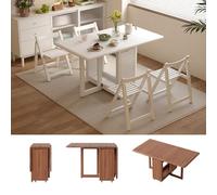 Generico Set Tavolo da Pranzo Pieghevole con 4 sedie, salvaspazio, in Legno, per 4-6 Persone, Soluzione Elegante e Funzionale per Sala da Pranzo