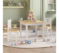 Generico Set Tavolo e Sedie per Bambini 3 Pezzi Bianco e Beige in MDF,Mobili per Bebè e Bimbi,Set di mobili per Bebè e bimbi-10410