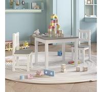 Generico Set Tavolo e Sedie per Bambini 3 Pezzi Bianco e Grigio in MDF,Mobili per Bebè e Bimbi,Set di mobili per Bebè e bimbi-10409