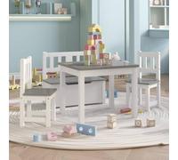 Generico Set Tavolo e Sedie per Bambini 4 Pezzi Bianco e Grigio in MDF,Mobili per Bebè e Bimbi,Set di mobili per Bebè e bimbi-10411