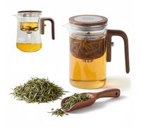 Generico Set Teiera e Tazze Vetro Borosilicato con Infusore e Controllo a Pressione tè in Vetro Resistente Calore 2 in 1 Teiera Trasparente per Casa Posto di Lavoro (1000ml)