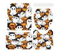 Generico Set Tende da Doccia per Halloween, Tende Fantasma Bagno Completo con Tappetini e Coprivasi WC, Decorazioni Impermeabili per Bagno Dormitorio