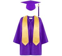 Generico Set Toga e Tocco per Bambini 2-12 Anni Costume da Laureato con Stola Cappello e Nappina 2026 Abito Diploma per Asilo Bambini Scuola Materna e Primaria Kit Completo Graduazione 4 Pezzi