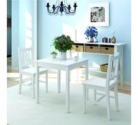 Generico Set Tre Pezzi da Pranzo in Legno di Pino Bianco,Bianco,18kg,242955