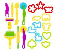 Generico Set - Versatile Tool Kit for Creative Dough Modelling, 20 Piece Kitchen Accessory Bundle, Ergonomic Handheld Shapes, Precision Cutting Rollers, Resistant ABS Polymer- for Playrooms &