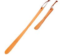 Generico Set x2 Calza Scarpe Grande e Piccolo in Bambu, Classico e Semplice, Facile da Usare per Casa, Viaggio, Cucchiaio per Scarpa con Cordino da Appendere, Doppia Misura 38 e 18 Cm