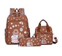 Generico Set Zaino Scuola, Grazioso Set Da Tre Pezzi A Tema Capibara, Che Include Uno Zaino, Una Borsa A Tracolla E Un Astuccio (Marrone)