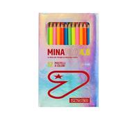 Generico Seven MINAPRO 4.0 Pastelli Colorati Fluorescenti, Set da 12 Matite, La Mina per Disegni al Massimo Livello