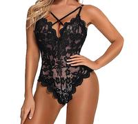 Generico Sexy Body In Pelle Per Donna, Latex Bodysuit Da Notte Ritaglio Cuoio Basic Intimi Con Cavallo E Aperto Leggero Lingerie In Discoteca Per Feste Reggiseni