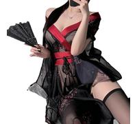 Generico Sexy Kimono Lingerie | Deep V-Neck Floral Pattern Sheer Cosplay