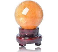 Generico Sfera di Cristallo di Citrino Naturale con Supporto, Sfera di Calcite Island Spar Lucidata, Figurine, Pietra Guaritrice, Meditazione,Decorazione per la Casa,5cm/1.96in