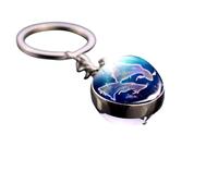 Generico Sfera Portachiavi Segno Zodiacale Pesci Color Argento Double Face Luminoso Oroscopo Magia Astri Costellazione Gadget Accessori Idea Regalo Uomo Donna Bambino