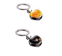 Generico Sfera Portachiavi Sole e Saturno (2 pezzi) Color Argento Double Face Luminoso Sistema Solare Oroscopo Magia Astri Costellazione Gadget Accessori Zaino Idea Regalo Uomo Donna