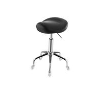 Generico Sgabello A Sella, Comoda Sedia A Con Rotelle Imbottita, Girevole Regolabile Ergonomico For Ufficio Laboratorio Clinica Massaggio(Black)