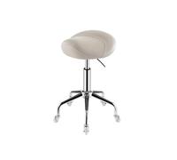 Generico Sgabello A Sella, Comoda Sedia A Con Rotelle Imbottita, Girevole Regolabile Ergonomico For Ufficio Laboratorio Clinica Massaggio(White)