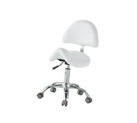 Generico Sgabello A Sella Girevole Con Rotelle Regolabile In Altezza, A Ergonomico For La Casa, Può Scegliere O Senza Schienale(White,58x49-64+29cm)
